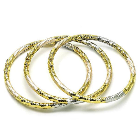 Aro Trio 07.93.0018.04 Oro Laminado, Diseño de Hueco, Diamantado, Dorado