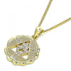 Collares con Dije 04.341.0065.1.20 Oro Laminado, Diseño de Mano de Dios, con Micro Pave Blanca, Pulido, Dorado