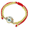 Pulsera Bolo Ajustable 03.381.0031.10 Oro Laminado, Diseño de Ojo Griego y Bola, Diseño de Ojo Griego, con Zirconia Cubica Multicolor y Micro PaveMulticolor, Esmaltado Blanco, Dorado
