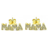 Arete Dormilona 02.341.0071 Oro Laminado, Diseño de Mama, con Micro Pave Blanca, Pulido, Dorado