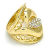 Anillo Multi Piedra 01.160.0003.09 Oro Laminado, Diseño de Flor, con Cristal Blanca, Pulido, Dorado