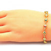 Pulsera Elegante 03.386.0001.07 Oro Laminado, Diseño de Luna y Estrella, Diseño de Luna, con Zirconia Cubica Multicolor, Pulido, Dorado