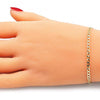 Pulsera Básica 04.213.0086.08 Oro Laminado, Diseño de Cubana, Pulido, Dorado