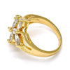 Anillo Multi Piedra 01.210.0012.08 Oro Laminado, Diseño de Flor, con Zirconia Cubica Blanca, Pulido, Dorado
