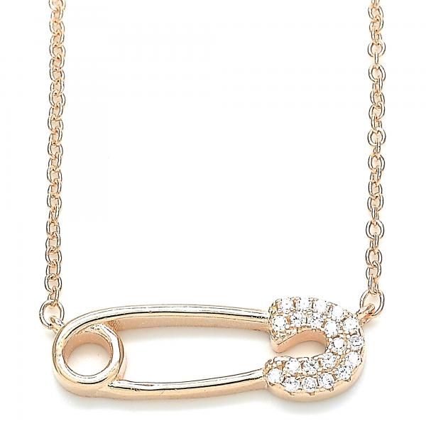 Collares con Dije 04.336.0047.1.16 Plata Rodinada, con Zirconia Cubica Blanca, Pulido, Oro Rosado
