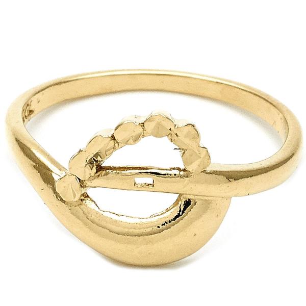 Anillo Elegante 01.63.0570.06 Oro Laminado, Diseño de Corazon, Diamantado, Dorado