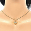 Collares con Dije 04.336.0060.2.16 Plata Rodinada, con Zirconia Cubica Blanca, Pulido, Dorado