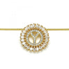 Collares con Dije 04.210.0024.20 Oro Laminado, Diseño de Iniciales, con Zirconia Cubica Blanca, Pulido, Dorado