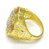 Anillo Multi Piedra 01.26.0002.07 Oro Laminado, Diseño de Flor, con Micro Pave Blanca, Pulido, Tricolor