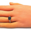 Anillo Multi Piedra 01.284.0056.3 Oro Laminado, con Zirconia Cubica Zafiro Azul y Micro PaveBlanca, Pulido, Dorado