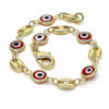 Pulsera Elegante 03.326.0012.1.06 Oro Laminado, Diseño de Ojo Griego, Resinado Rojo, Dorado