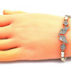Pulsera Elegante 03.283.0192.07 Oro Laminado, Diseño de Estrella de Davi, con Micro Pave Blanca, Pulido, Dorado