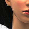 Juego de Arete y Dije de Adulto 10.156.0073 Oro Laminado, Diseño de Nina Pequena, con Micro Pave Blanca, Pulido, Dorado