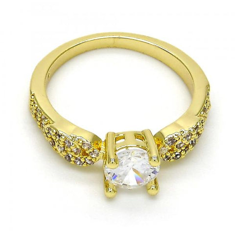 Anillo Multi Piedra 01.99.0087.07 Oro Laminado, con Zirconia Cubica Blanca y Micro PaveBlanca, Pulido, Dorado
