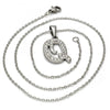 Collares con Dije 04.238.0026.18 Acero Inoxidable, Diseño de Iniciales y Rolo, Diseño de Iniciales, con Cristal Blanca, Pulido, Acero
