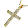 Dije Religioso 05.342.0063 Oro Laminado, Diseño de Cruz, con Micro Pave Blanca, Pulido, Dorado