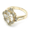 Anillo Multi Piedra 01.210.0093.08 Oro Laminado, Diseño de Flor, con Zirconia Cubica Blanca, Pulido, Dorado
