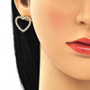 Arete Dormilona 02.156.0439.1 Oro Laminado, Diseño de Corazon, con Micro Pave Rubi, Pulido, Dorado