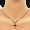 Collares con Dije 04.284.0015.2.22 Oro Laminado, Diseño de Cruz, con Zirconia Cubica Negro, Pulido, Dorado
