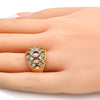 Anillo Multi Piedra 01.210.0024.07 Oro Laminado, con Zirconia Cubica Blanca, Pulido, Dorado