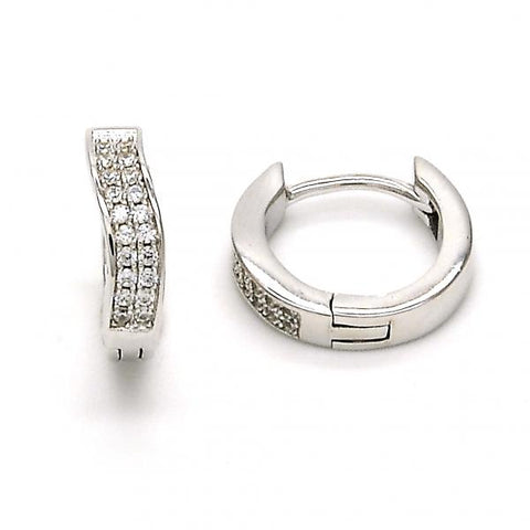 Argolla Huggie 02.291.0002.15 Plata Rodinada, con Zirconia Cubica Blanca, Pulido, Rodinado