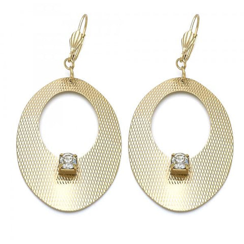 Arete Colgante 60.008 Oro Laminado, con Zirconia Cubica Blanca, Dorado