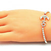 Pulsera Bolo Ajustable 03.299.0085.1.11 Oro Laminado, Diseño de Ancla y Bola, Diseño de Ancla, con Micro Pave Blanca, Pulido, Dorado