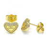 Arete Dormilona 02.156.0631 Oro Laminado, Diseño de Mama y Corazon, Diseño de Mama, con Micro Pave Blanca, Pulido, Dorado