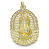 Dije Religioso 05.213.0027 Oro Laminado, Diseño de Guadalupe, con Cristal Blanca, Pulido, Dorado