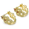 Argolla Huggie 02.217.0094.1.15 Oro Laminado, con Zirconia Cubica Granate y Blanca, Pulido, Dorado