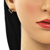 Arete Dormilona 02.156.0499.2 Oro Laminado, Diseño de Corazon, con Micro Pave Granate, Pulido, Dorado
