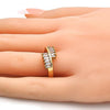 Anillo Multi Piedra 01.210.0025.09 Oro Laminado, con Zirconia Cubica Blanca, Pulido, Dorado