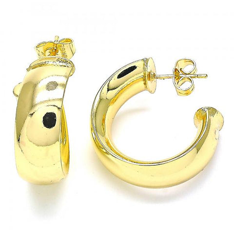 Arete Dormilona 02.163.0152 Oro Laminado, Diseño de Chunky, Pulido, Dorado