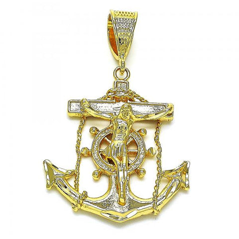Dije Religioso 5.186.005 Oro Laminado, Diseño de Ancla y Crucifijo, Diseño de Ancla, Diamantado, Dorado