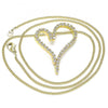 Collares con Dije 04.156.0361.20 Oro Laminado, Diseño de Corazon, con Zirconia Cubica Blanca, Pulido, Dorado