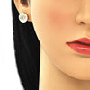Arete Dormilona 02.156.0444 Oro Laminado, con Micro Pave Blanca, Pulido, Dorado