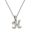 Collares con Dije 04.238.0007.1.18 Acero Inoxidable, Diseño de Iniciales y Rolo, Diseño de Iniciales, con Cristal Blanca, Pulido, Acero