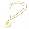 Collares con Dije 04.09.0032.18 Oro Laminado, Diseño de Divino Nino, con Madre Perla Marfil, Dorado