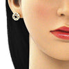 Arete Dormilona 02.156.0527 Oro Laminado, Diseño de Corazon, con Micro Pave Blanca, Pulido, Dorado