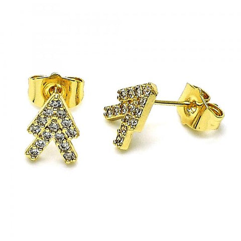 Arete Dormilona 02.210.0667 Oro Laminado, con Micro Pave Blanca, Pulido, Dorado