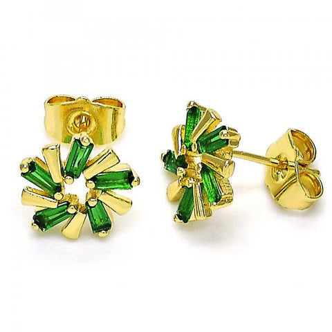 Arete Dormilona 02.210.0746.1 Oro Laminado, con Zirconia Cubica Verde, Pulido, Dorado
