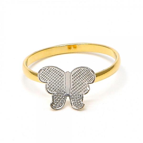 Anillo Infantil 01.21.0037.1.03 Oro Laminado, Diseño de Mariposa, Pulido, Dos Tonos