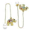 Arete Violador 02.380.0089 Oro Laminado, Diseño de Elefante, con Cristal Multicolor, Pulido, Dorado