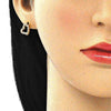 Arete Dormilona 02.156.0494.1 Oro Laminado, Diseño de Corazon, con Micro Pave Granate y Blanca, Pulido, Dorado