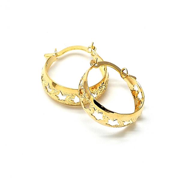 Argolla Pequeña 02.32.0221 Oro Laminado, Diseño de Estrella, Diamantado, Tono Dorado