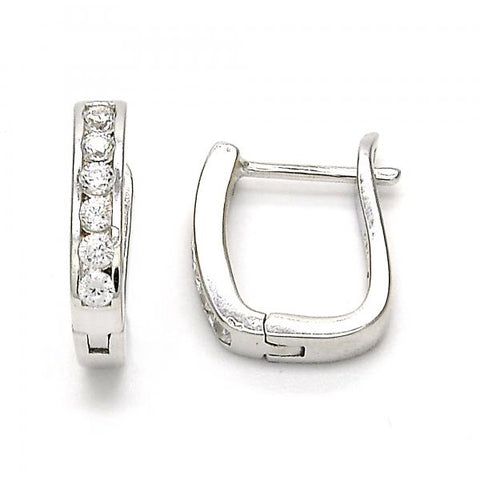 Argolla Huggie 02.186.0042.10 Plata Rodinada, con Zirconia Cubica Blanca, Pulido, Rodinado