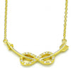 Collares con Dije 04.336.0078.2.16 Plata Rodinada, Diseño de Infinito, con Zirconia Cubica Blanca, Pulido, Dorado