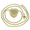 Collares con Dije 04.207.0015.18 Oro Laminado, Diseño de Corazon y Nina Pequena, Diseño de Corazon, con Micro Pave Blanca, Pulido, Dorado