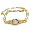 Pulsera Elegante 03.351.0048.1.07 Oro Laminado, Diseño de San Benito, con Cristal Granate, Diamantado, Dorado