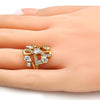 Anillo Multi Piedra 01.210.0043.09 Oro Laminado, Diseño de Gota, con Zirconia Cubica Blanca, Pulido, Dorado